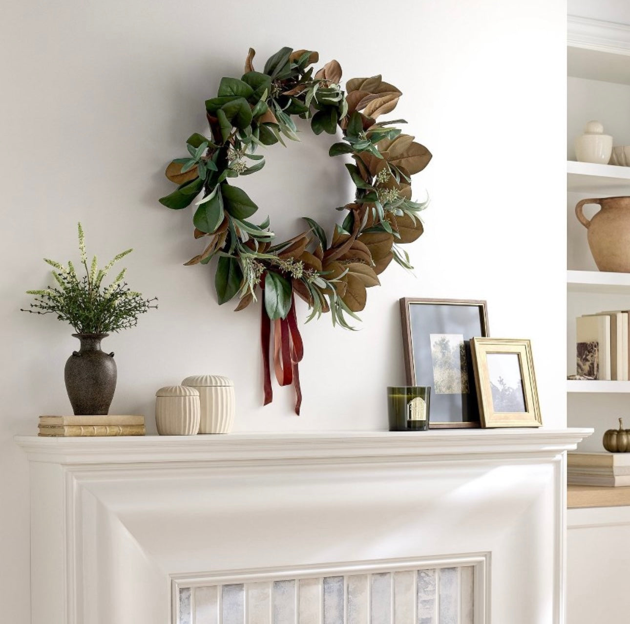 Magnolia and Olive Artificial Wreath