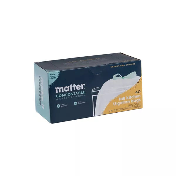 Matter Compostable Tall Kitchen Trash Bags - 13 Gallon/40ct