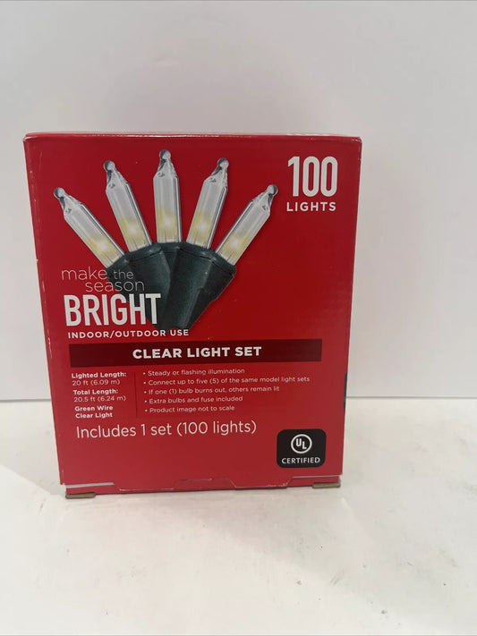 Make The Season Bright Christmas Indoor/Outdoor 100-Ct Clear